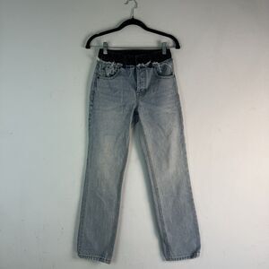 Alexander Wang Women’s Sz 24 Blue and Black Cult Duo Straight Leg Crop Jeans